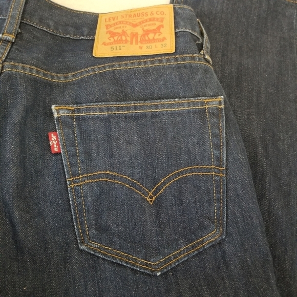 Levi's Men's Slim Cotton Jeans - Dark Blue Size 30 - Picture 13 of 15